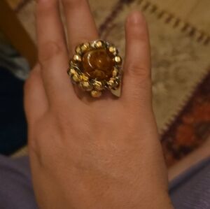 Gold and Brown Statement Ring